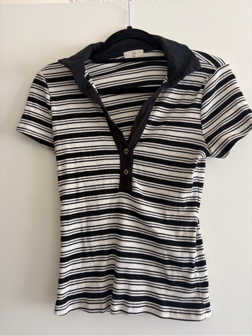 Black and White Striped Polo Top - Anthroplogie